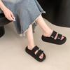 Muffin Thick-bottomed Cool Slippers Women's Summer Wear 2025 New Beautiful Beach Fairy Wind One-word Drag Fashionable and Cool