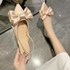 European Women's Shoes Summer New European Silk Bow Pointed Toe Simple Two-wear Square Heel Trendy Sandals