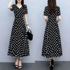 Summer 2025 Polka Dot Over-the-Knee Dress: New Fashion Slimming Waist Midi
