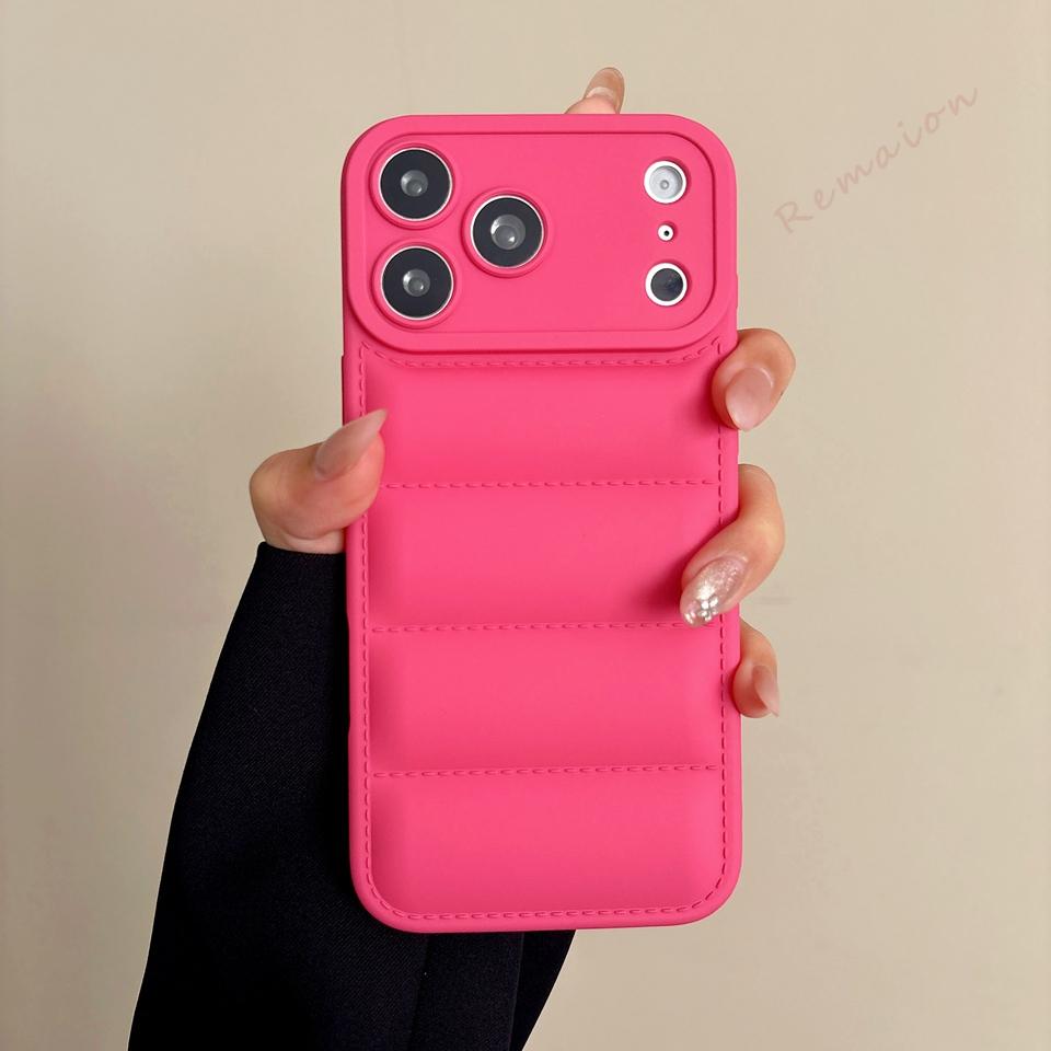 Down Jacket Phone Case For For Iphone 16E 17E 1 14 11 12 13 16 17 Pro Max Air 14 1 16 Plus Silicone Shockproof Protector Cover