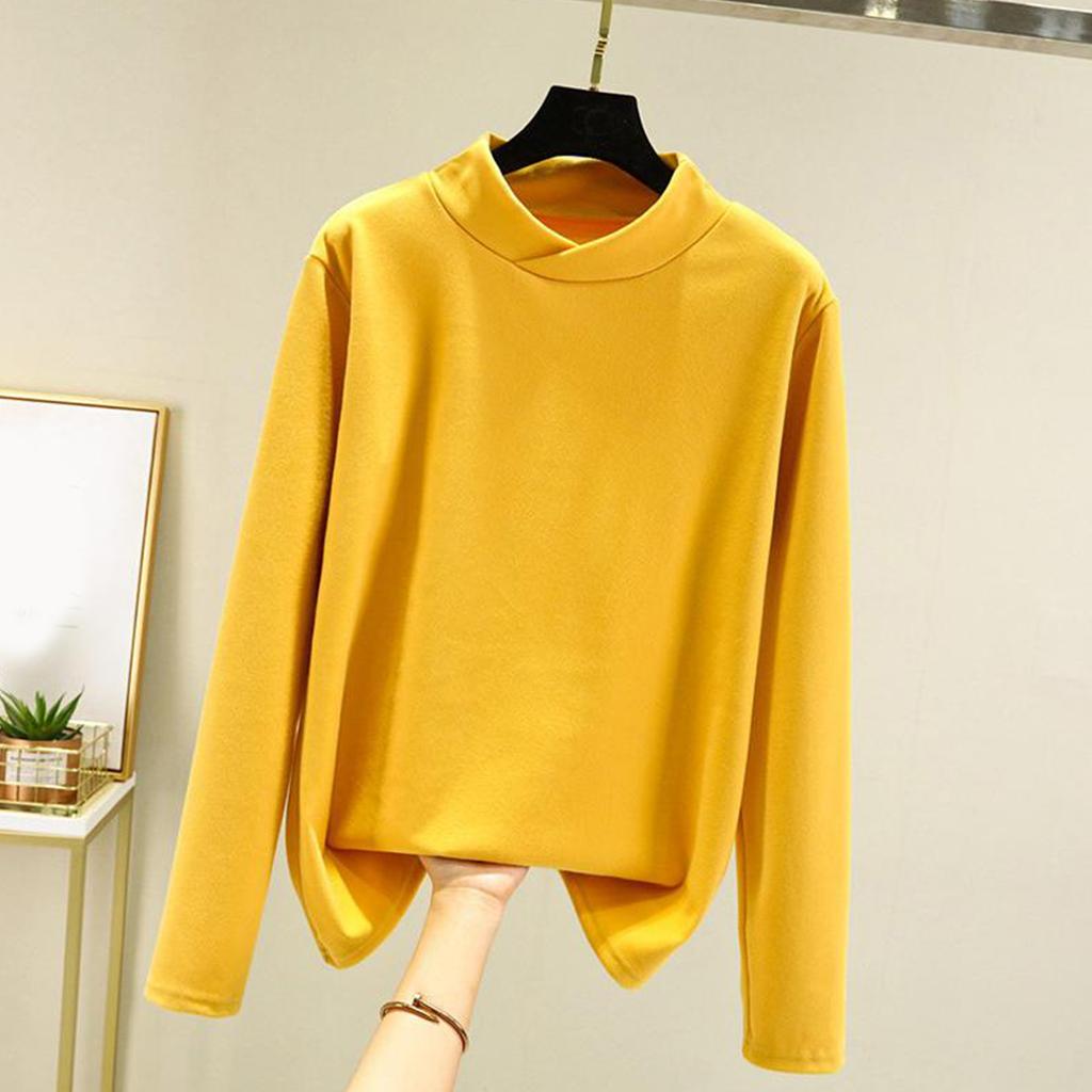 Женское свободное удобное повседневное модное и теплое нижнее белье с бесшовным перекрестным воротником и толстым вельветовым топом большого размера