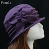Flower Felt Hat Wool Bucket Hats Elegant Ladies Winter Vintage Women's Cloche