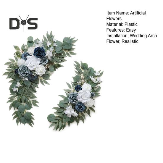 2 Pcs Artificial Flowers Swag Faux Flowers Rose Swag Floral Garland for Ceremonies Sign Backdrop Wedding Arch Stair Railing Decor