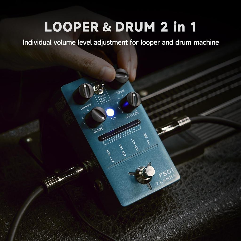 FLAMMA FS01 Drum Machine and Phrase Loop Pedal Mix Mode 20 Minutes Looper Capacity 121 Rhythm Drum Loop Pedal