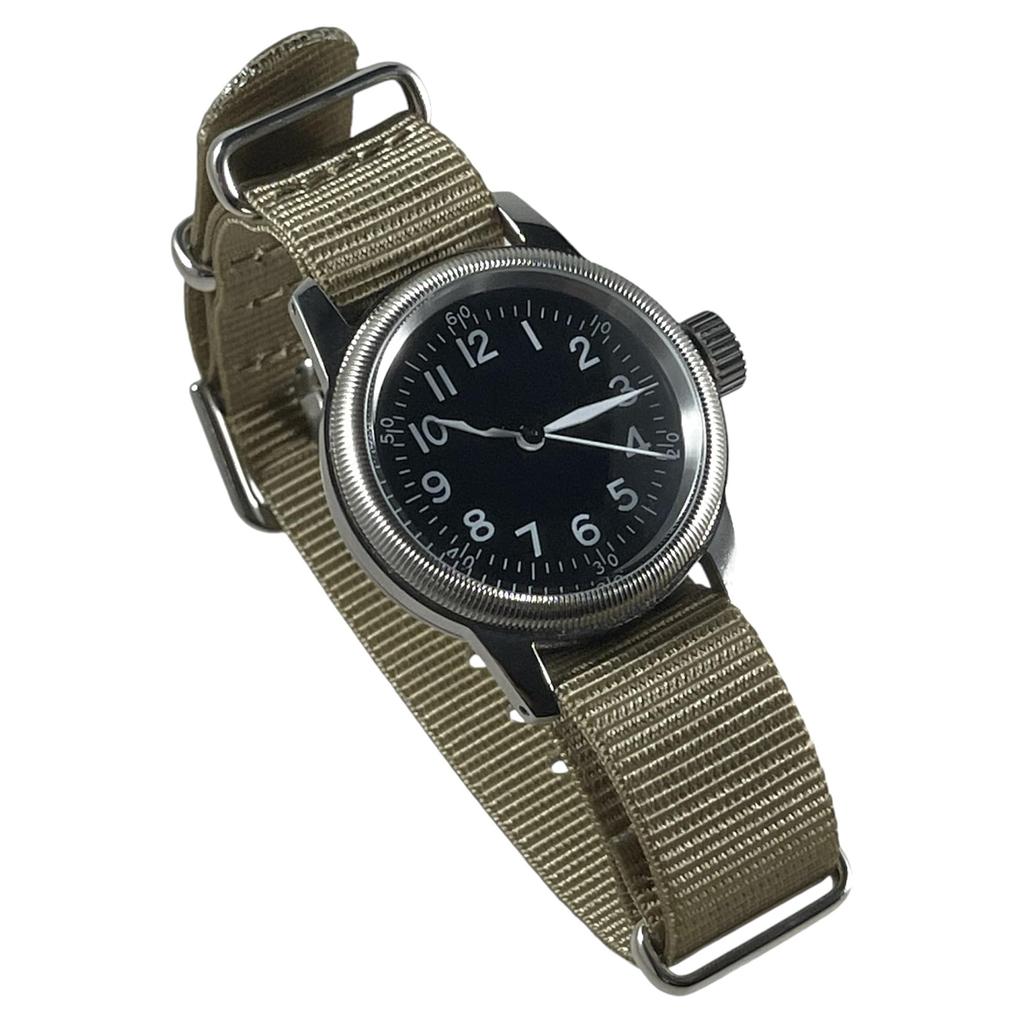 Military Watch TYPE 12H Black Dial Nylon Khaki Color NATO Strap [M.R.M.W.] Men's A-11 (desert Color)
