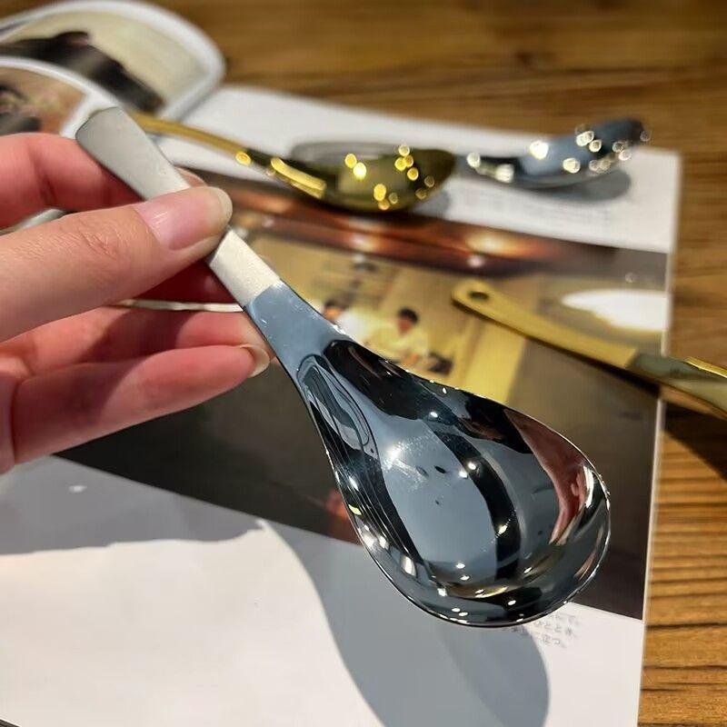Ins нержавеющая сталь корейские суповые ложки для дома кухонный ковш емкость золото серебро зеркально полированные столовые приборы для кофейного стола посуда