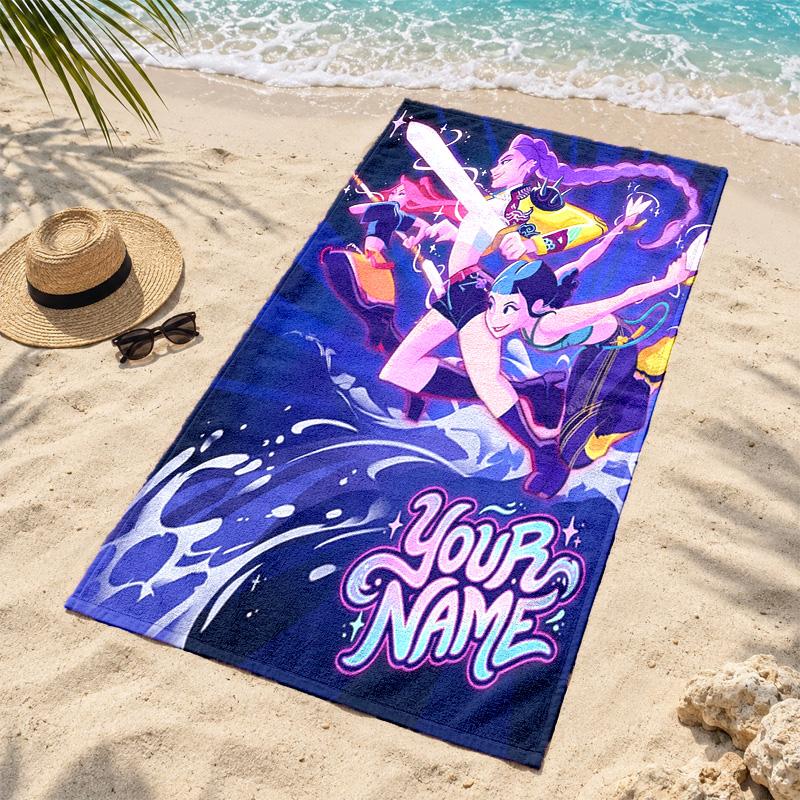 Kpop demon hunters Custom Name Beach towels also serve as bath towels summer essential a musthave for the outdoors the beach and the pool