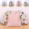 Cotton Linen Fabric Pouch Drawstring Bag Cute Animal Plant Print Kids Travel Clothes Shoes Storage Bag Makeup Case Xmas Gift Bag