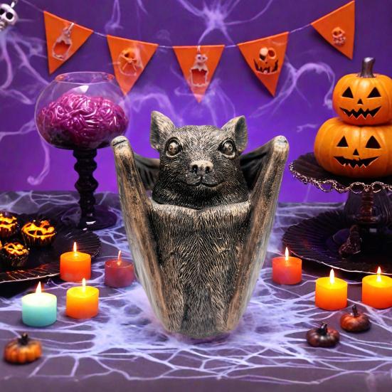 Хэллоуин Готический Ящик для хранения в виде летучей мыши Имитация летучей мыши Смола Фигурка Статуэтка Ретро Летучая мышь Ювелирные изделия Безделушки Органайзер Коробка Украшение для вечеринки Орнамент