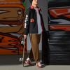 Li Ning X Og_Slick Collaboration Skateboard Series Cartoon Pattern Printed Freeneck Cotton Jacket Winter Men Jacket Black AJMS017-2