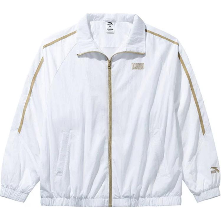 Anta Удобная повседневная простая полосатая ветровка на молнии для мужчин, верхняя одежда, белоснежная 952438608-3