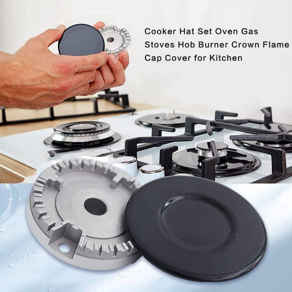 4pcs Concave Shape Cooker Hob Burner Cap Metal Flame Cap Cookware Tools Burner Crown Oven Use