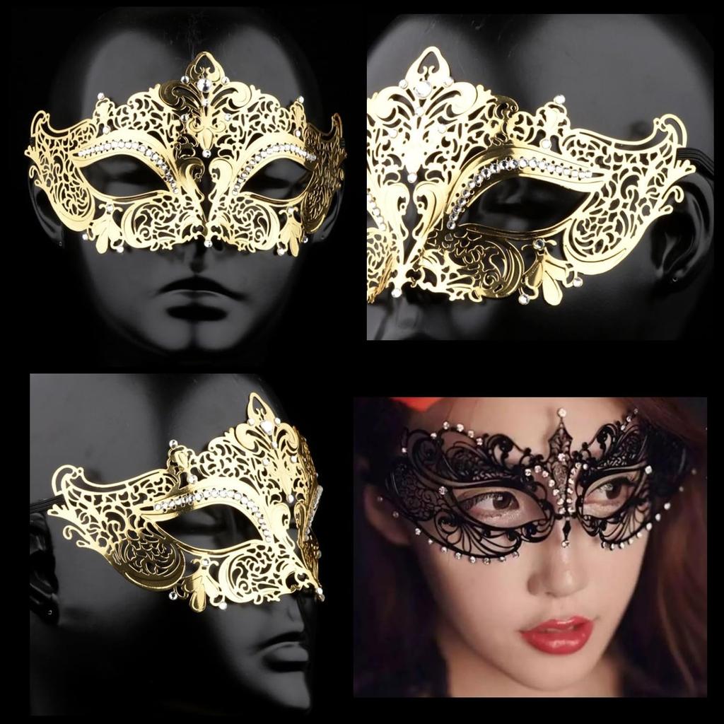Aquamie Sexy Venetian Iron Eye Stylish Mask for Adults Mask, Mask, Half-Length (Black Heart)
