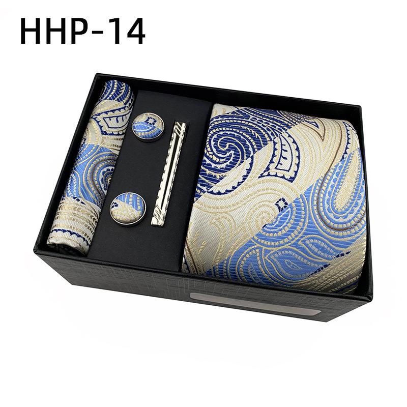 Paisley Men'S Tie Square Cuff Tie Clip Gift Box Set Business Casual Tie Black Gift Box