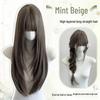 Длинный парик мятно-коричневого цвета с челкой, универсальная укладка, полное покрытие головы