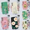 For Samsung Galaxy M23 M32 M54 A31 A51 A71 A23 A14 A13 Phone Soft Case Square Protective Silicone Flower Avocado Back Cover For Galaxy Coque Bumper
