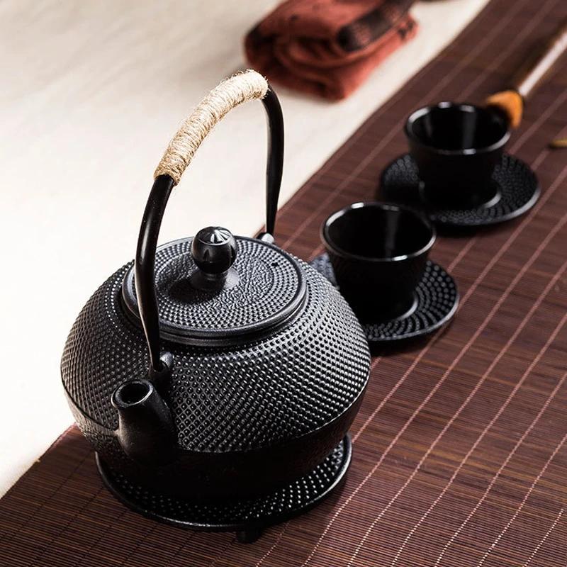Японский чугунный чайник с ситечком из нержавеющей стали Чугунный чайник Чайник для кипячения воды Чай Улун 600/900/1200 мл