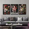 Vintage Poster Plant Flowers Peony Canvas Painting Wall Pictures Nordic Home Decor Vase Art Print Modern Living Room Decoration