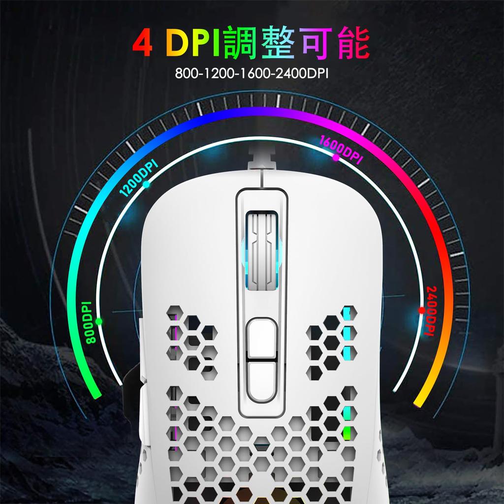 MAMBASNAKE 383 Wired Mouse with Lightweight Honeycomb 4 RGB 2400 DPI Compatible with Windows USB Optical Computer Mouse with Japanese Instruction