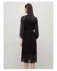 Jiuzi Anna Kou elegant three bedroom wind pressure pleated hanging waist graceful dress women's clothing 2024 autumn new item