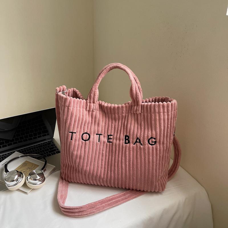 Вместительная сумка через плечо, Женская сумка через плечо, Популярная и универсальная женская сумка из полосатого бархата, Сумка-тоут для переноски писем