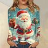 Женская модная повседневная футболка с длинным рукавом и рождественским принтом, с круглым вырезом
