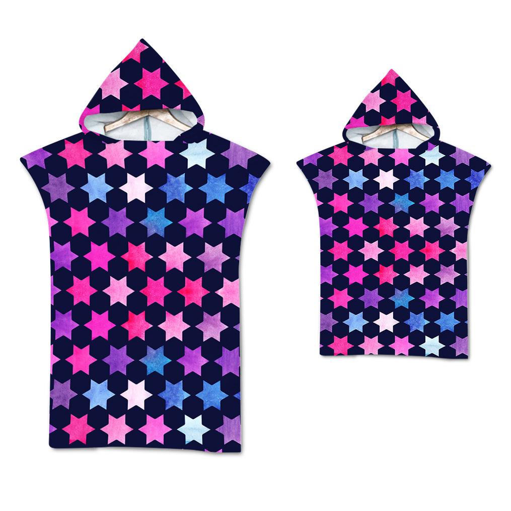 Радужная чешуя Микрофибра Пляжное полотенце Быстросохнущий Плащ с капюшоном Полотенца для гидрокостюма Взрослые Дети Родитель-ребенок Пончо Халат для плавания серфинга