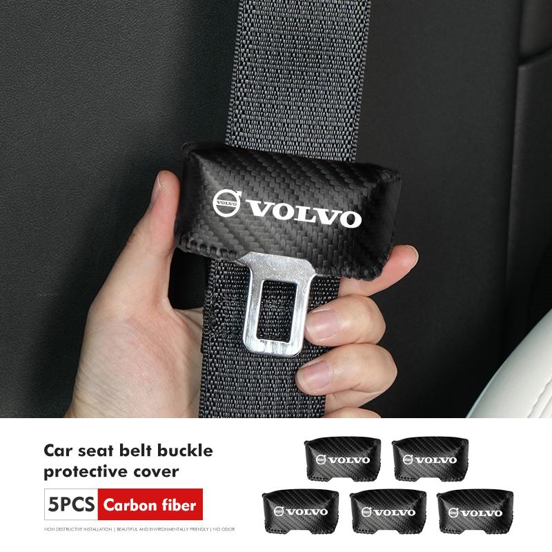 For Volvo 2pcs Leather Car Seat Belt Protective Buckle Anti-Scratch Cover S60 S80 S90 C30 XC40 XC60 XC70 XC90 V40 V60 V90 T6