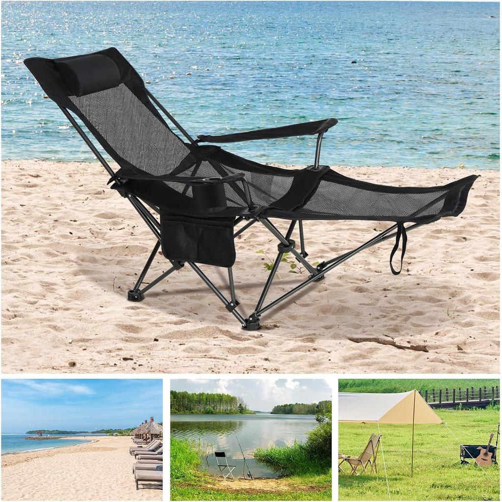 HEEOREV Кресло с откидной спинкой Складное кресло для кемпинга Размер кресла Кресло для рыбалки Пляжное кресло Складное Свободно регулируемое Многофункциональное Рыбалка Альпинизм Портативное