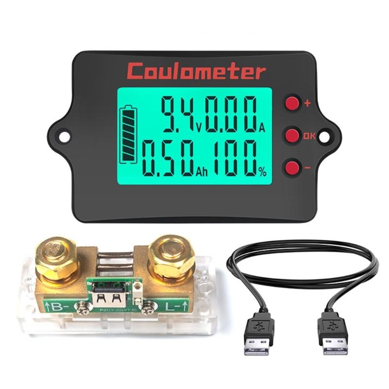 Single Screen Battery Coulomb Meter 8V to 120V Precise Amp Meter for Efficient Charging Management