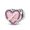 New Pink Series Heart Pendant Beads Fit Original Fashion 925 Sterling Silver Charm Bracelet For Women Diy Fine Jewelry Making