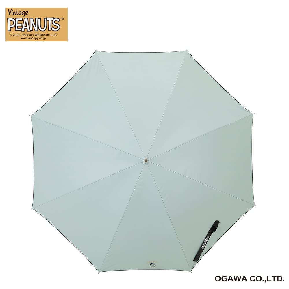 Зонт Ogawa Snoopy для легкого УФ-излучения, тепла, воды, арахиса, 8 56162, женский, блокирующий, 99,9% защиты, экранирующий, отталкивающий, мятный, черный, 50 см, спицы,