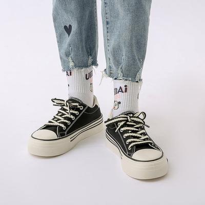 Модные женские туфли на платформе из парусины, увеличивающие рост, массивные кроссовки для девушек, уличные кроссовки, женская обувь на толстой подошве