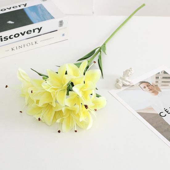 Букет лилий Не выцветает Не увядает Легкий уход Не требует полива Эстетический Декоративный Мягкая резина 10 Головок Моделирование Маленькие лилии Свадебный декор