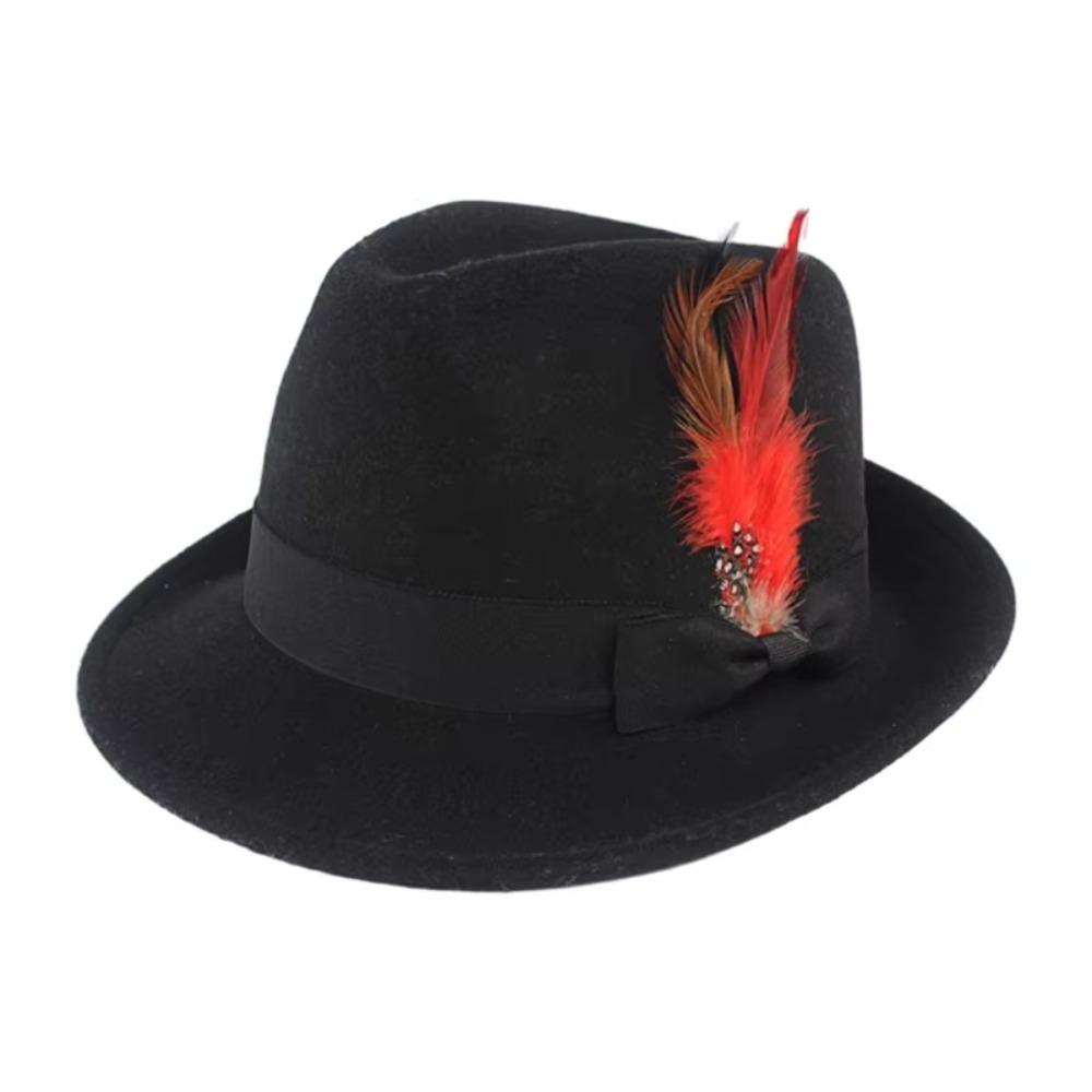 Wild Brim Jazz Hats Имитация шерсти Костюм Кепка для косплея Практичные украшения из перьев Шляпа для улицы