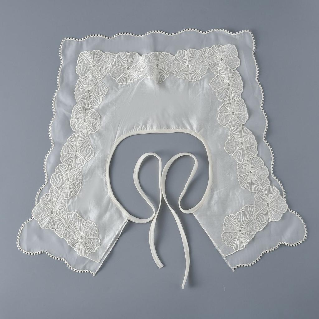 Женский съемный воротник из кружева с вышивкой, накидка-шаль на шнуровке, маленькая накидка, ложный воротник