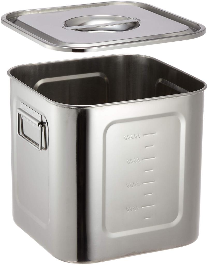 Endo Shoji Commercial Глубокая квадратная кухонная кастрюля 24 см со шкалой из молибденовой нержавеющей стали AKK05024 (рука включена)