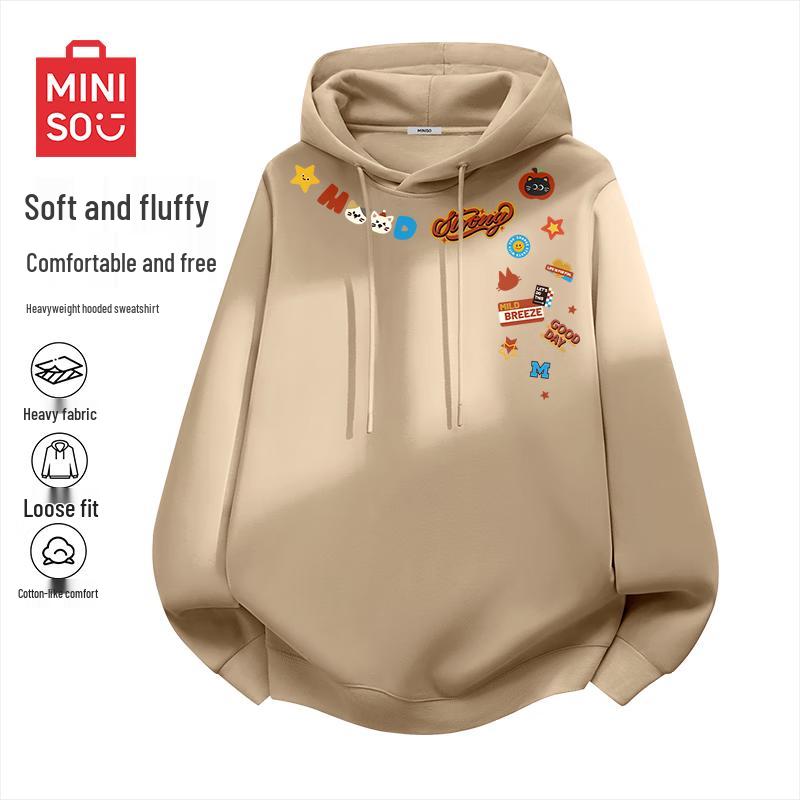 MINISO Мужская модная толстовка с капюшоном свободного кроя