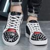 Fashion Leather Canvas Breathable Height Increased Flat Platform White Shoes Sneakers Casual Men Designer Rivet Punk Board Shoes