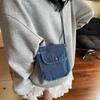 Уличный стиль Джинсовая холщовая сумка Y2K Однотонная сумка кроссбоди Повседневная винтажная сумка-тоут Для улицы
