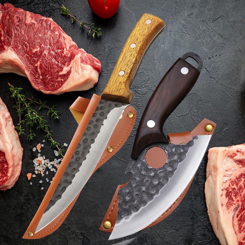 2 шт. Кухонные ножи, кованые вручную, острые, из нержавеющей стали, мясницкие ножи, обвалочный нож, бытовой многофункциональный кухонный измельчитель