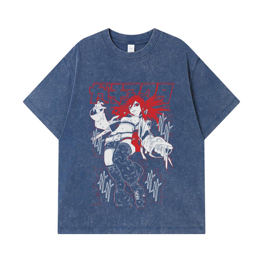 275 GSM Washed T-shirts 100% Cotton Gachiakuta V6 Riyo Black Print Unisex Heavy Cotton T Shirt