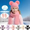 3pc3-12Y Children's Hat, Scarf and Glove Set, Children's Thickened Winter Hat with Snowflake Color Pattern Knitted Cap