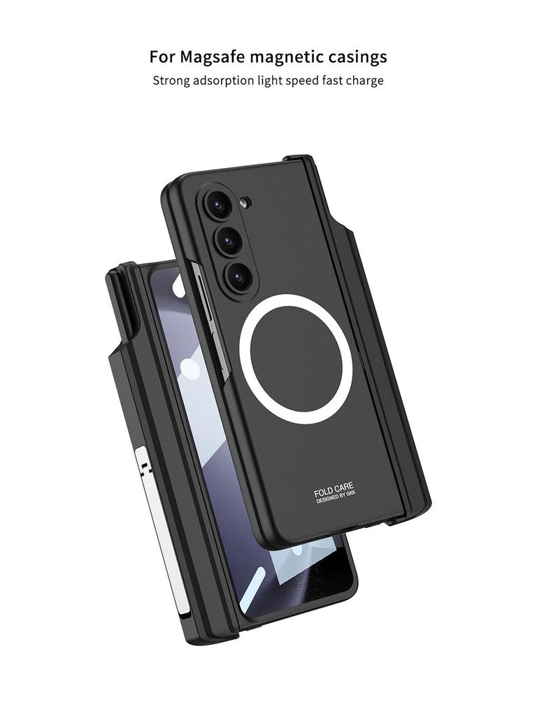 Магнитный чехол для беспроводной зарядки Samsung Z Fold 5 - Полное покрытие, Креативный дизайн, с подставкой