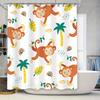 Animal-themed Shower Curtain with Cartoon Monkeys Colorful Modern Design for Kids or Adults Bathroom Decor