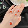 Fashion Simulation Orange Sugar Tower Multicolor Crystal Rings For Women Luxury Zircon Sets Stud Earrings Pendant Necklaces