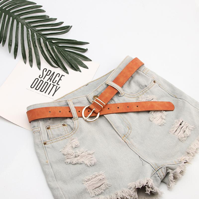 Fashion Women's Sheepskin Grain Leather Belt Pin Buckle Casual Jeans Waistband