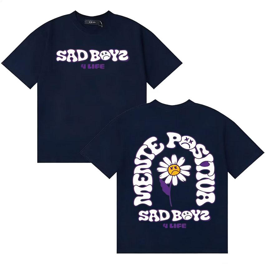 Певец Junior H Sad Boyz 4 Live Графика Хлопковая Футболка Унисекс Женская Короткий Рукав Повседневная Хипстер Двусторонний Принт Готическая Уютная Футболка