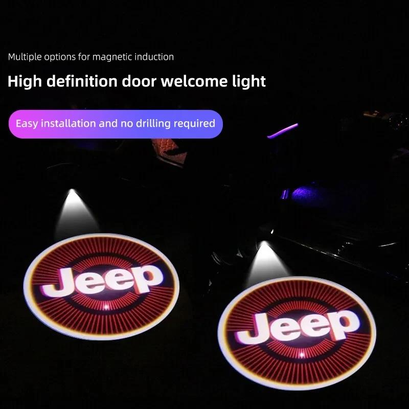 FJN1 Auto On/Off HD Car Door Welcome Projector Lamp for Jeep Renegade Wrangler JK JL Grand Cherokee Compass Auto Interior Accessories