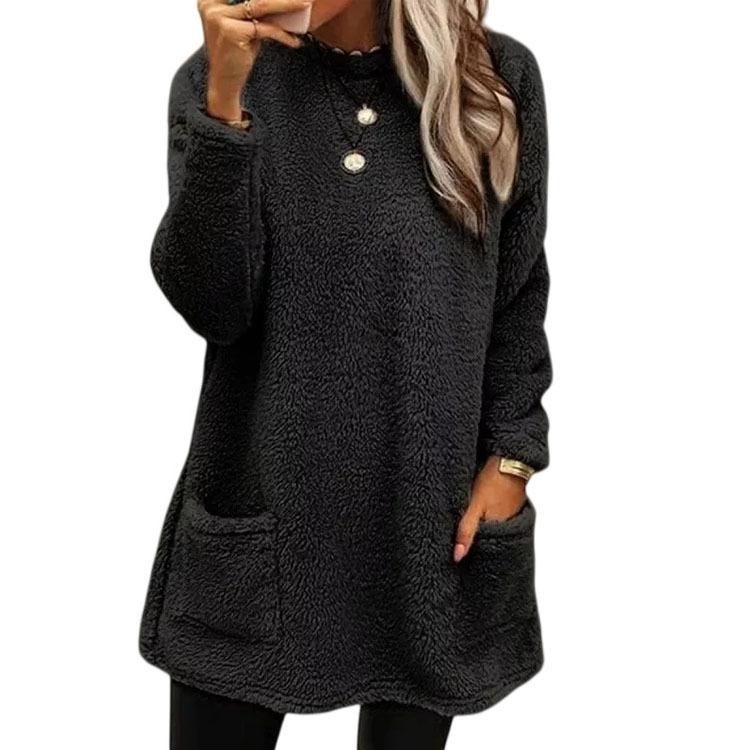 Women's Fashion Casual Fall Winter Solid Color Print Long Sleeve O-Neck Sweaters